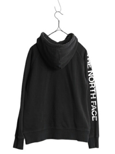 ノースフェイス フルジップ プリント スウェット フード パーカー レディース S / The North Face アウトドア トレーナー 袖プリント 黒