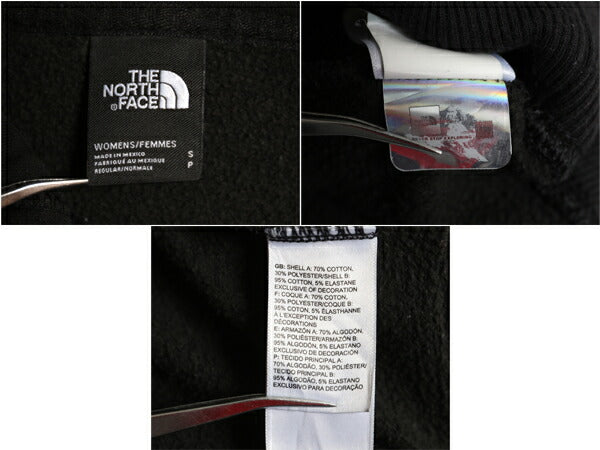 ノースフェイス フルジップ プリント スウェット フード パーカー レディース S / The North Face アウトドア トレーナー 袖プリント 黒