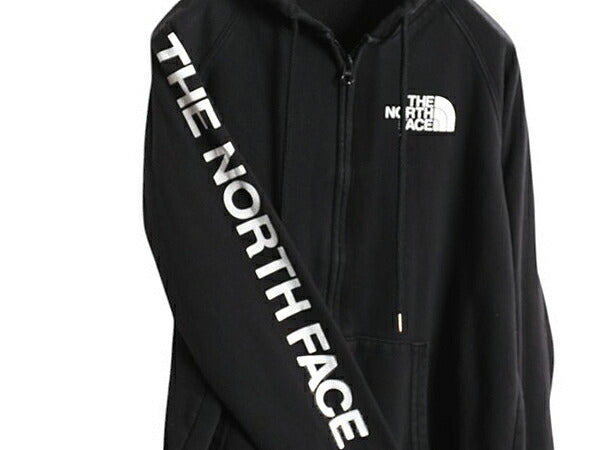 ノースフェイス フルジップ プリント スウェット フード パーカー レディース S / The North Face アウトドア トレーナー 袖プリント 黒