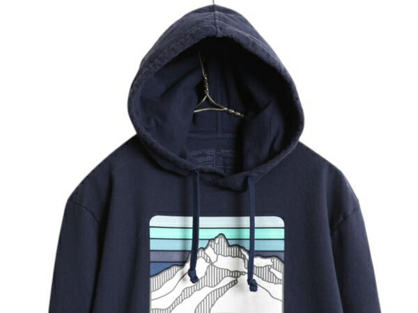 パタゴニア プリント スウェット フード パーカー メンズ М 19年製 Patagonia トレーナー プルオーバー ストレッチ アウトドア 裏起毛 紺