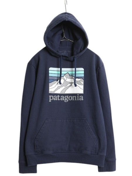 パタゴニア プリント スウェット フード パーカー メンズ М 19年製 Patagonia トレーナー プルオーバー ストレッチ アウトドア 裏起毛 紺