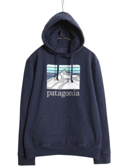 パタゴニア プリント スウェット フード パーカー メンズ М 19年製 Patagonia トレーナー プルオーバー ストレッチ アウトドア 裏起毛 紺