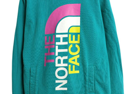 ノースフェイス プリント スウェット フード パーカー レディース L プルオーバー 裏起毛 トレーナー ターコイズ カラフル The North Face