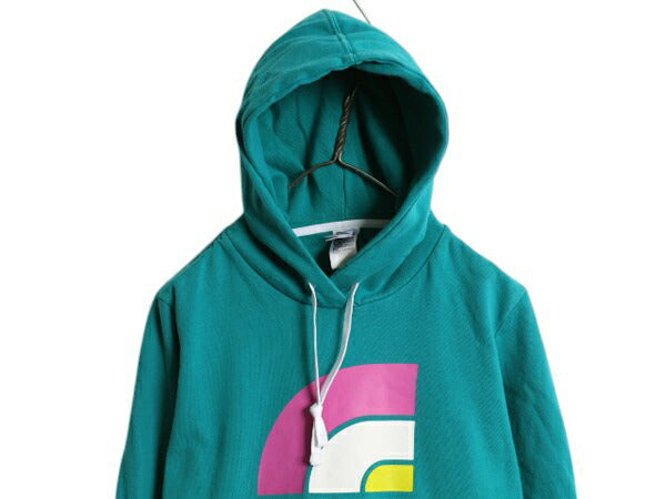 ノースフェイス プリント スウェット フード パーカー レディース L プルオーバー 裏起毛 トレーナー ターコイズ カラフル The North Face