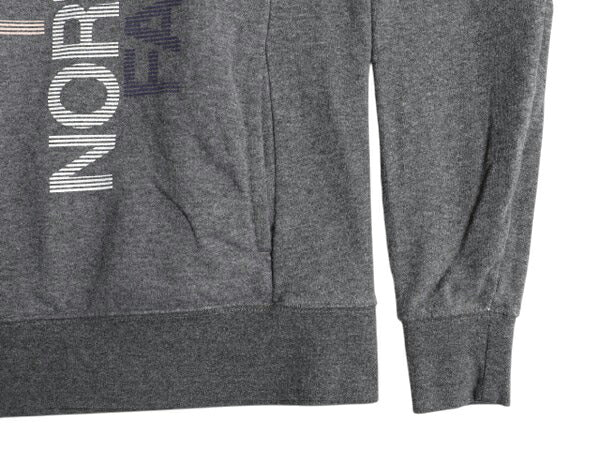 ノースフェイス プリント スウェット フード パーカー レディース S 古着 The North Face プルオーバー 裏起毛 トレーナー ツートン 灰 白