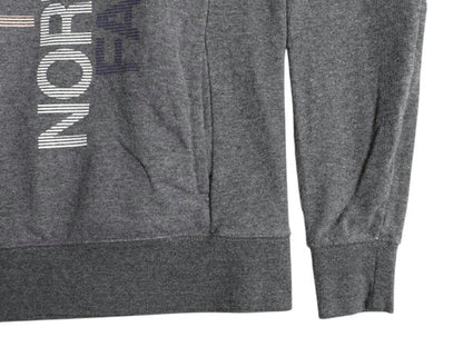 ノースフェイス プリント スウェット フード パーカー レディース S 古着 The North Face プルオーバー 裏起毛 トレーナー ツートン 灰 白