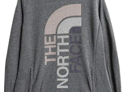 ノースフェイス プリント スウェット フード パーカー レディース S 古着 The North Face プルオーバー 裏起毛 トレーナー ツートン 灰 白