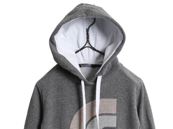 ノースフェイス プリント スウェット フード パーカー レディース S 古着 The North Face プルオーバー 裏起毛 トレーナー ツートン 灰 白