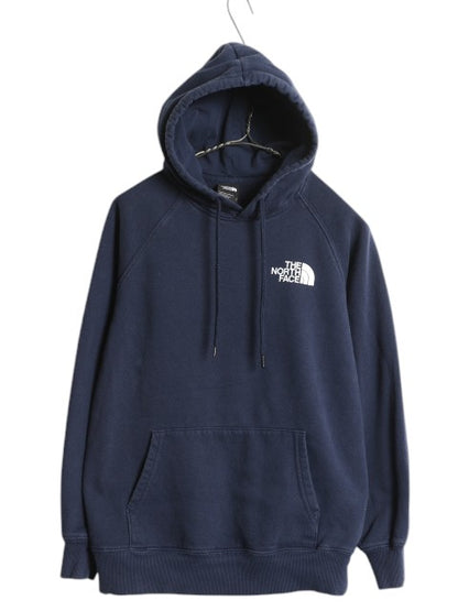 ノースフェイス 両面 プリント スウェット フード パーカー レディース S / The North Face プルオーバー トレーナー アウトドア 裏起毛 紺