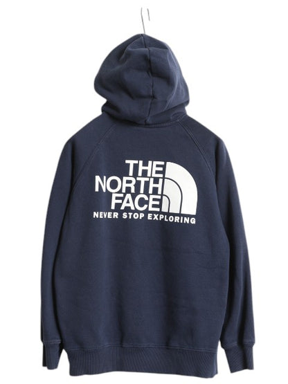 ノースフェイス 両面 プリント スウェット フード パーカー レディース S / The North Face プルオーバー トレーナー アウトドア 裏起毛 紺