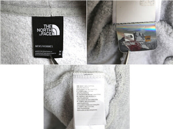 ノースフェイス プリント スウェット フード パーカー メンズ M / 古着 The North Face アウトドア プルオーバー 裏起毛 トレーナー グレー