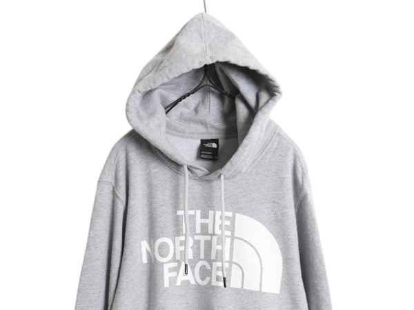 ノースフェイス プリント スウェット フード パーカー メンズ M / 古着 The North Face アウトドア プルオーバー 裏起毛 トレーナー グレー