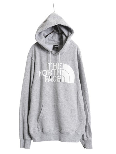 ノースフェイス プリント スウェット フード パーカー メンズ M / 古着 The North Face アウトドア プルオーバー 裏起毛 トレーナー グレー
