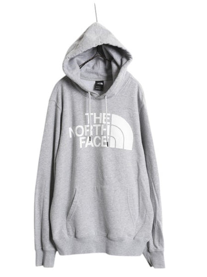 ノースフェイス プリント スウェット フード パーカー メンズ M / 古着 The North Face アウトドア プルオーバー 裏起毛 トレーナー グレー