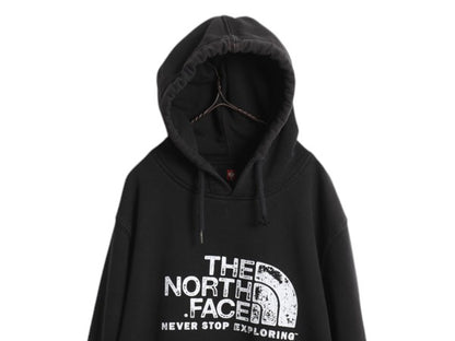 The North Face engelbert strauss プリント スウェット フード パーカー メンズ XL アウトドア トレーナー プルオーバー 大きいサイズ 黒