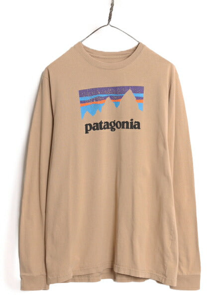 17年製 パタゴニア プリント 長袖 Tシャツ メンズ М / Patagonia アウトドア ロンT グラフィック ステッカー ロゴ オーガニック コットン