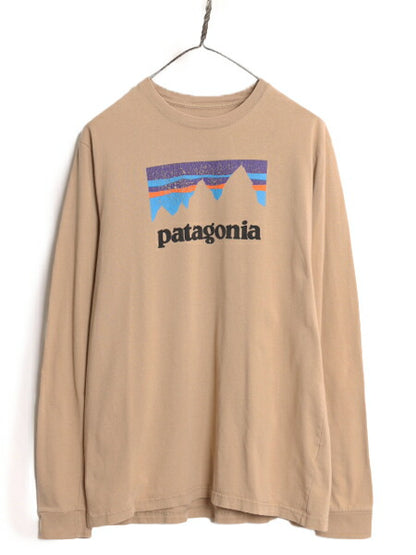17年製 パタゴニア プリント 長袖 Tシャツ メンズ М / Patagonia アウトドア ロンT グラフィック ステッカー ロゴ オーガニック コットン