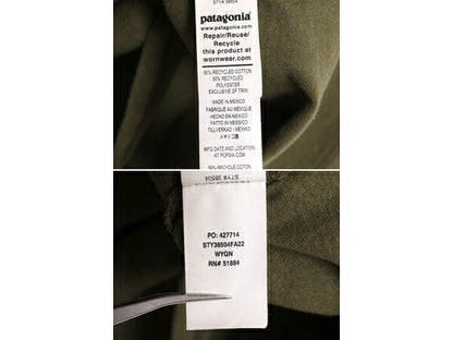 22年製 パタゴニア 両面 プリント 半袖 Tシャツ メンズ XS / Patagonia アウトドア フィッツロイ P6 ボックスロゴ バックプリント カーキ