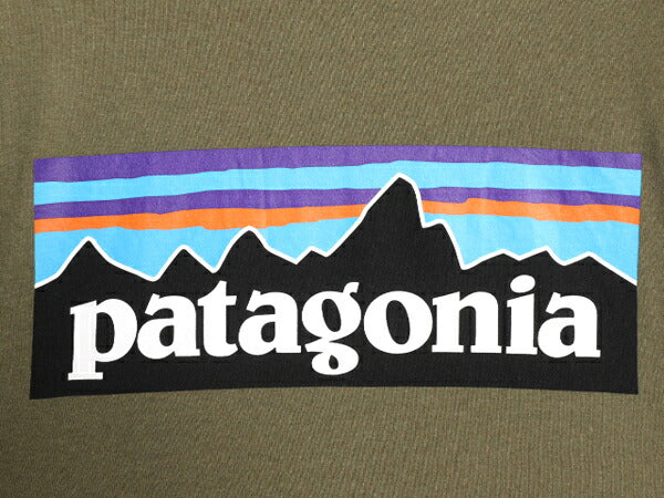 22年製 パタゴニア 両面 プリント 半袖 Tシャツ メンズ XS / Patagonia アウトドア フィッツロイ P6 ボックスロゴ バックプリント カーキ