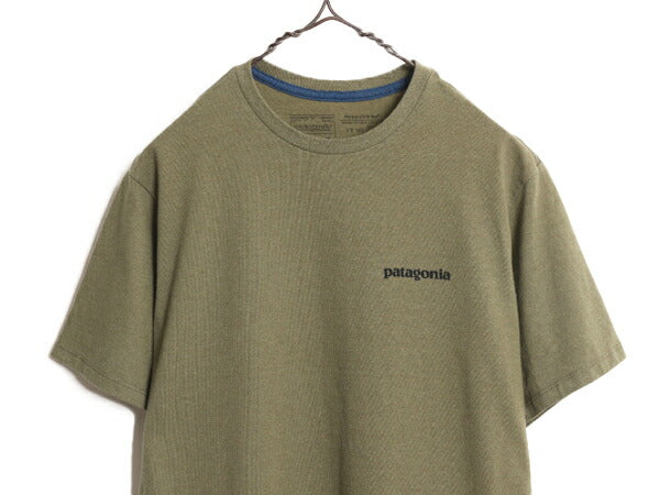 22年製 パタゴニア 両面 プリント 半袖 Tシャツ メンズ XS / Patagonia アウトドア フィッツロイ P6 ボックスロゴ バックプリント カーキ