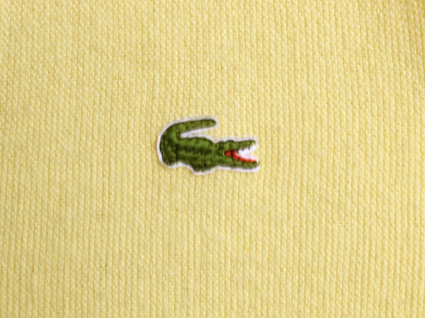 80s USA製 ラコステ アクリル ニット カーディガン メンズ レディース L 古着 ヴィンテージ IZOD LACOSTE 羽織り 前開き セーター イエロー