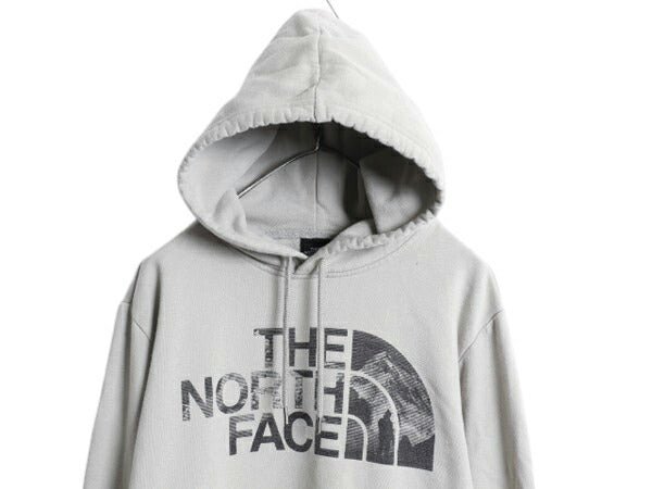 ノースフェイス プリント スウェット フード パーカー メンズ L / The North Face アウトドア プルオーバー トレーナー 裏起毛 グレージュ