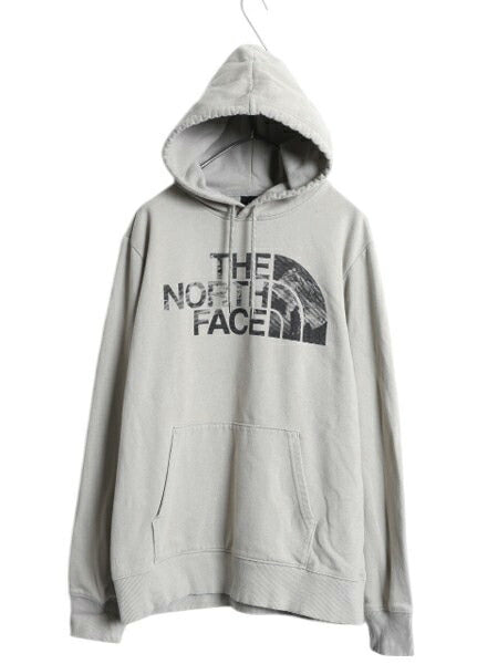 ノースフェイス プリント スウェット フード パーカー メンズ L / The North Face アウトドア プルオーバー トレーナー 裏起毛 グレージュ