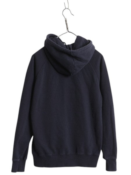 ノースフェイス プリント スウェット フード パーカー レディース S 古着 The North Face プルオーバー トレーナー 裏起毛 薄手 ネイビー