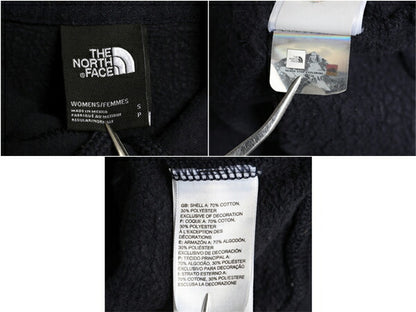 ノースフェイス プリント スウェット フード パーカー レディース S 古着 The North Face プルオーバー トレーナー 裏起毛 薄手 ネイビー