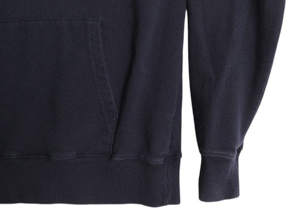 ノースフェイス プリント スウェット フード パーカー レディース S 古着 The North Face プルオーバー トレーナー 裏起毛 薄手 ネイビー