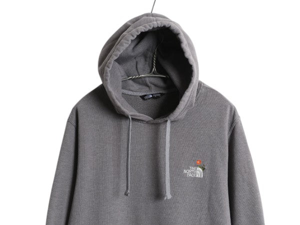 ノースフェイス スウェット フード パーカー メンズ レディース XL アウトドア トレーナー 裏起毛 ワンポイント ロゴ刺繍 E大きいサイズ 灰