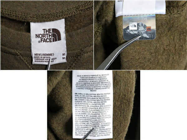 US企画 ノースフェイス ワンポイント スウェット メンズ М The North Face トレーナー 裏起毛 スエット アウトドア 薄手 カーキ オリーブ