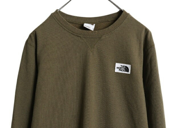 US企画 ノースフェイス ワンポイント スウェット メンズ М The North Face トレーナー 裏起毛 スエット アウトドア 薄手 カーキ オリーブ