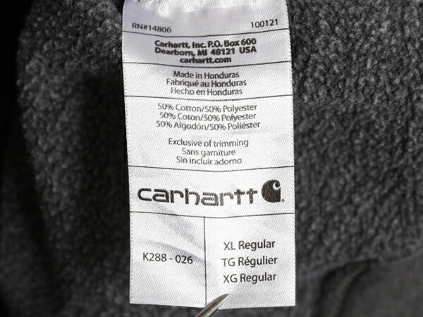 カーハート 袖 プリント スウェット フード パーカー メンズ XL / CARHARTT トレーナー 裏起毛 プルオーバー ミドルウェイト 大きいサイズ