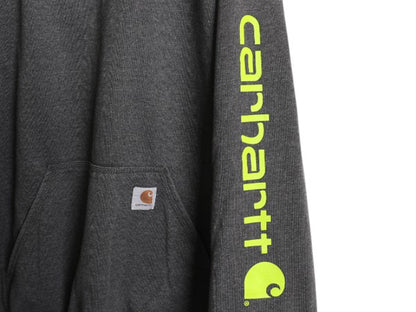 カーハート 袖 プリント スウェット フード パーカー メンズ XL / CARHARTT トレーナー 裏起毛 プルオーバー ミドルウェイト 大きいサイズ