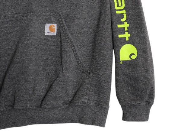 カーハート 袖 プリント スウェット フード パーカー メンズ XL / CARHARTT トレーナー 裏起毛 プルオーバー ミドルウェイト 大きいサイズ