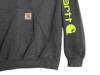 カーハート 袖 プリント スウェット フード パーカー メンズ XL / CARHARTT トレーナー 裏起毛 プルオーバー ミドルウェイト 大きいサイズ