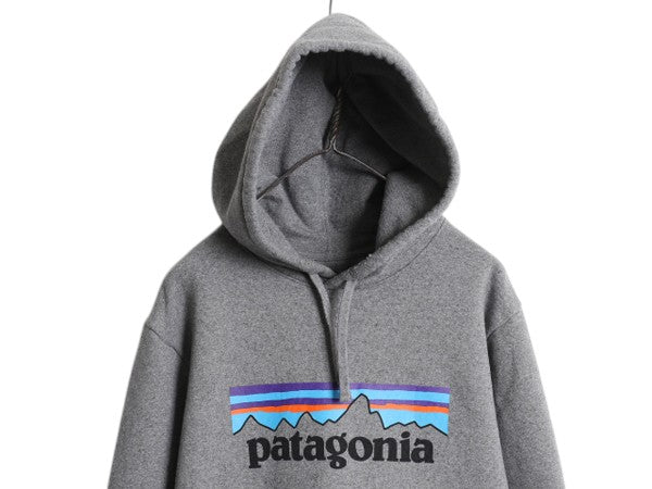 パタゴニア プリント スウェット フード パーカー メンズ М / 古着 21年製 トレーナー アウトドア プルオーバー 裏起毛 ヘビーウェイト 灰
