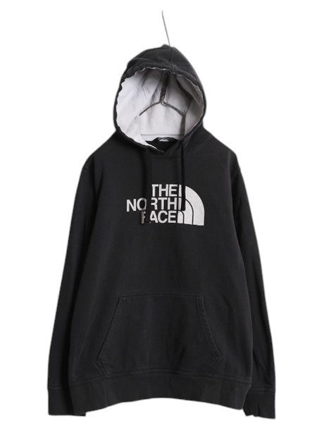 ノースフェイス プリント スウェット フード パーカー メンズ L The North Face プルオーバー 裏起毛 トレーナー アウトドア ツートン 黒