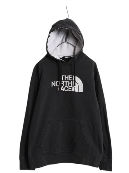 ノースフェイス プリント スウェット フード パーカー メンズ L The North Face プルオーバー 裏起毛 トレーナー アウトドア ツートン 黒