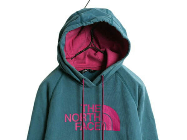 ノースフェイス プリント スウェット フード パーカー レディース М The North Face アウトドア トレーナー プルオーバー 裏起毛 ツートン