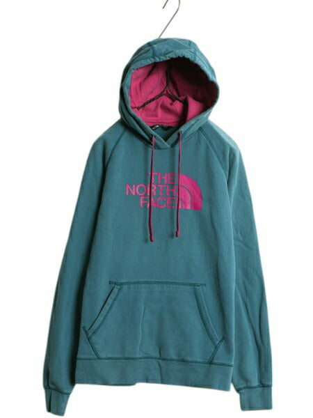 ノースフェイス プリント スウェット フード パーカー レディース М The North Face アウトドア トレーナー プルオーバー 裏起毛 ツートン