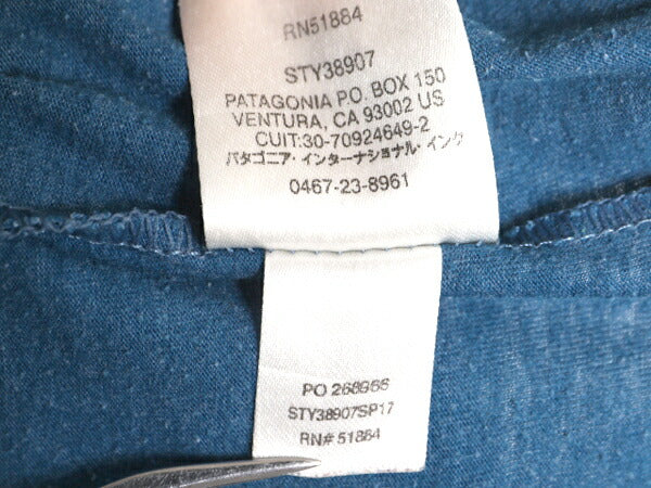 17年製 パタゴニア プリント 半袖 Tシャツ メンズ XL 古着 Patagonia アウトドア フィッツロイ クレスト グラフィック スリム フィット 青
