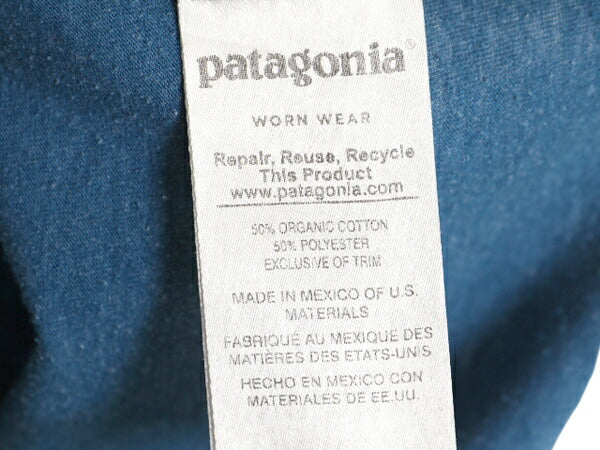 17年製 パタゴニア プリント 半袖 Tシャツ メンズ XL 古着 Patagonia アウトドア フィッツロイ クレスト グラフィック スリム フィット 青