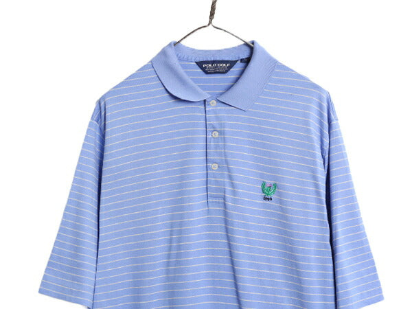 90s 高級 ペルー製 ピマコットン ポロ ゴルフ ラルフローレン ボーダー 半袖 ポロシャツ メンズ L / オールド 90年代 POLO GOLF 半袖シャツ