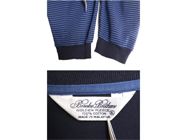 90s ブルックスブラザーズ ゴールデン フリース ボーダー 長袖 ポロシャツ メンズ XL オールド Brooks Brothers ワンポイント 大きいサイズ
