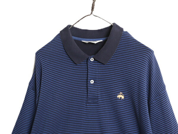 90s ブルックスブラザーズ ゴールデン フリース ボーダー 長袖 ポロシャツ メンズ XL オールド Brooks Brothers ワンポイント 大きいサイズ