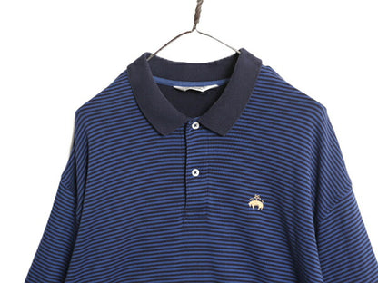 90s ブルックスブラザーズ ゴールデン フリース ボーダー 長袖 ポロシャツ メンズ XL オールド Brooks Brothers ワンポイント 大きいサイズ
