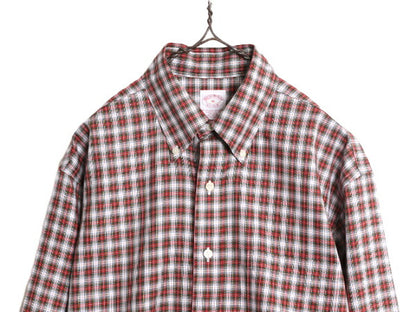 ブルックスブラザーズ チェック 3点留め ボタンダウン 長袖 シャツ メンズ М / 古着 Brooks Brothers コットン ノーアイロン ポケット付き