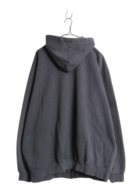 US企画 カーハート フルジップ スウェット フード パーカー メンズ 2XL / トレーナー 裏起毛 ジップアップ ワンポイント 大きいサイズ 灰